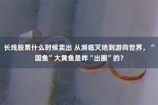 长线股票什么时候卖出 从濒临灭绝到游向世界，“国鱼”大黄鱼是咋“出圈”的？